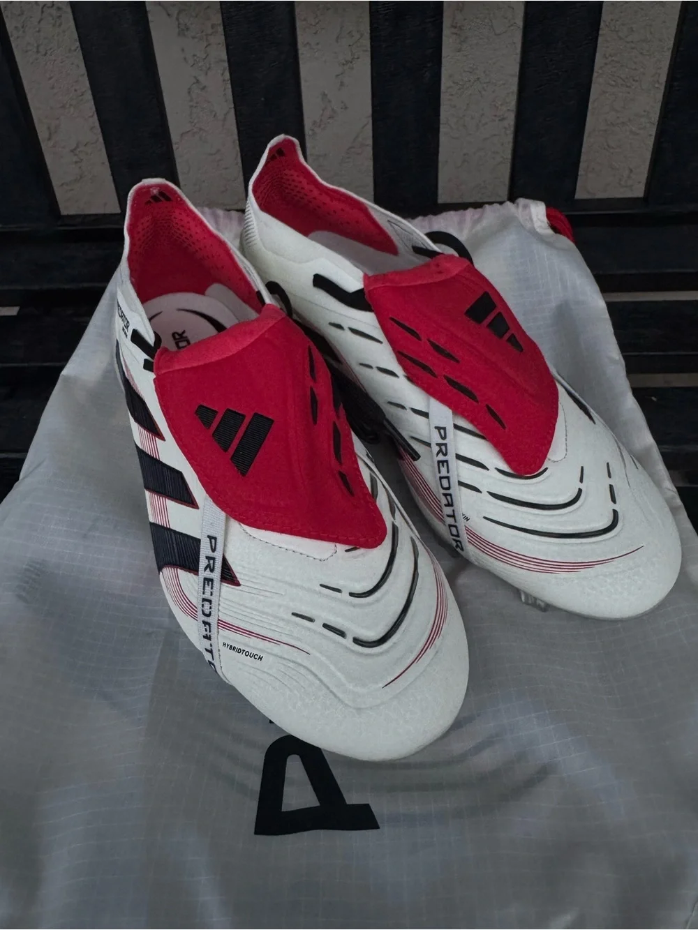 adidas Predator Soccer Cleats in White, Red, and Black
